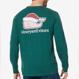 Vineyard Vines Christmas themed shirt, Santa Whale Long Sleeve Pocket Tee